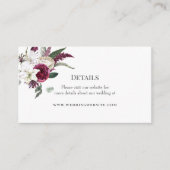 Elegant Bloemen Bourgondië Waterverf Bruiloft Informatiekaartje (Voorkant)