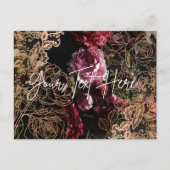 Elegant Bloemen Briefkaart Zwart Lederen Rozen Gou (Voorkant)