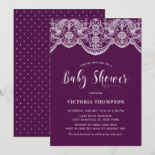 Elegant Bloemen Brocade Kant Paarse Baby shower Kaart (Voorkant / Achterkant)