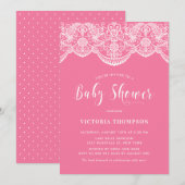 Elegant Bloemen Brocade Kant Roze Baby shower Kaart (Voorkant / Achterkant)