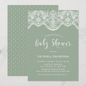 Elegant Bloemen Brocade Kant Sage Groen Baby showe Kaart (Voorkant / Achterkant)