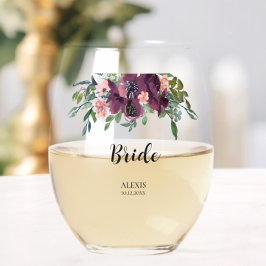 Elegant Bloemen Bruids Bruids Party Wijnglas Zonder Voet
