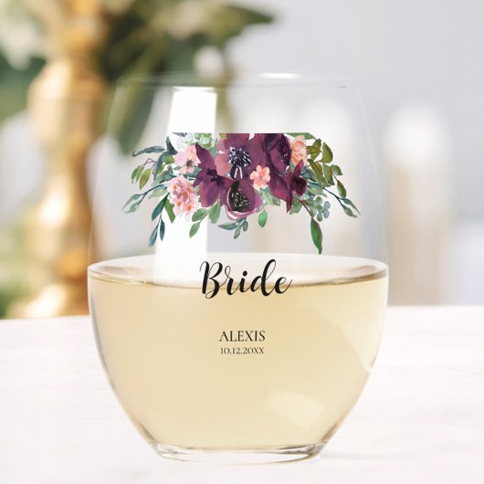 Elegant Bloemen Bruids Bruids Party Wijnglas Zonder Voet