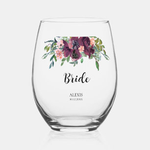 Elegant Bloemen Bruids Bruids Party Wijnglas Zonder Voet