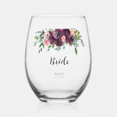 Elegant Bloemen Bruids Bruids Party Wijnglas Zonder Voet (Voorkant)