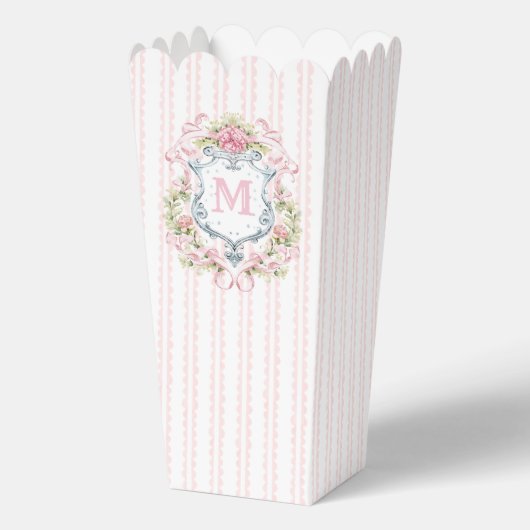 Elegant Bloemen Bruids Crest PopCorn Bedankdoosjes (Voorkant)