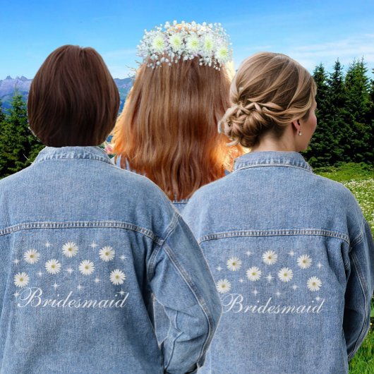 Elegant Bloemen Bruidsmeisje Denim Jacket