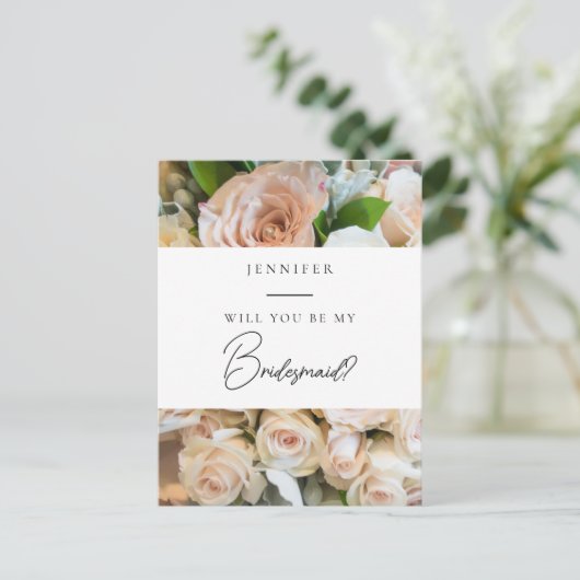 Elegant bloemen bruidsmeisje voorstel briefkaart (Staand voorkant)