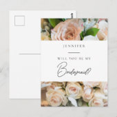 Elegant bloemen bruidsmeisje voorstel briefkaart (Voorkant / Achterkant)
