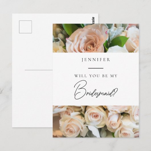 Elegant bloemen bruidsmeisje voorstel briefkaart (Voorkant / Achterkant)