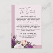 Elegant  Bloemen Bruiloft Detail / Routebeschrijvi Informatiekaartje (Voorkant)