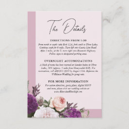 Elegant  Bloemen Bruiloft Detail / Routebeschrijvi Informatiekaartje