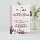 Elegant  Bloemen Bruiloft Detail / Routebeschrijvi Informatiekaartje (Staand voorkant)