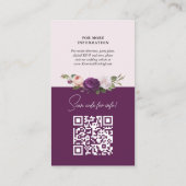 Elegant  Bloemen Bruiloft Details Info Kaart Visitekaartje (Achterkant)