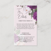 Elegant  Bloemen Bruiloft Details Info Kaart Visitekaartje (Voorkant)