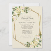 Elegant Bloemen Bruiloft Gouden Repetitie Diner Kaart (Voorkant)