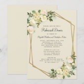 Elegant Bloemen Bruiloft Gouden Repetitie Diner Kaart (Voorkant / Achterkant)