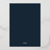 Elegant Bloemen Bruiloft Navy Blauw en Goud Folie Uitnodiging (Achterkant)