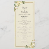 Elegant Bloemen Bruiloft Roos Goud Lijst Eierschaa Menu (Voorkant)