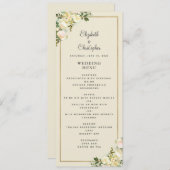 Elegant Bloemen Bruiloft Roos Goud Lijst Eierschaa Menu (Voorkant / Achterkant)