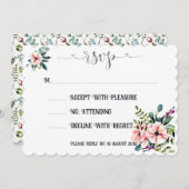 Elegant Bloemen Bruiloft RSVP Ontwerp Kaart (Voorkant / Achterkant)