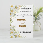 Elegant Bloemen Bruiloft Welkomstbord Kaart (Staand voorkant)