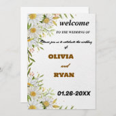 Elegant Bloemen Bruiloft Welkomstbord Kaart (Voorkant / Achterkant)