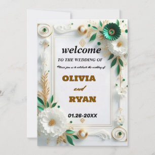 Elegant Bloemen Bruiloft Welkomstbord Kaart