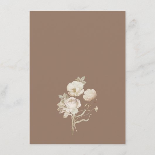 Elegant  Bloemen Bruin Bruiloft Details Informatiekaartje (Achterkant)