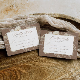 Elegant  Bloemen Bruin Bruiloft RSVP Kaartje