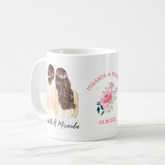 Elegant Bloemen Bruin Hoor Bruidsmeisje Voorstel Koffiemok (Voorkant links)