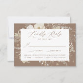 Elegant  Bloemen Bruin Maaltijd Keuze Bruiloft RSVP Kaartje (Voorkant)