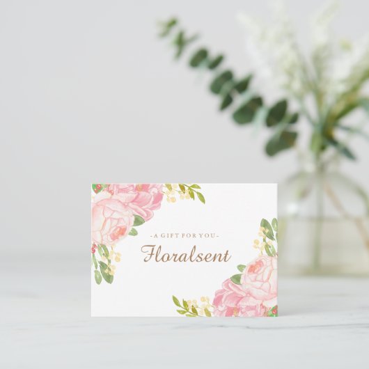 Elegant  Bloemen Cadeaubon Kortingskaartje (Staand voorkant)