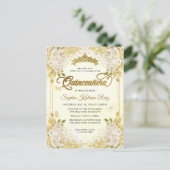 Elegant Bloemen Champagne Gold Tiara Quinceañera Briefkaart (Staand voorkant)