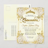 Elegant Bloemen Champagne Gold Tiara Quinceañera Briefkaart (Voorkant / Achterkant)
