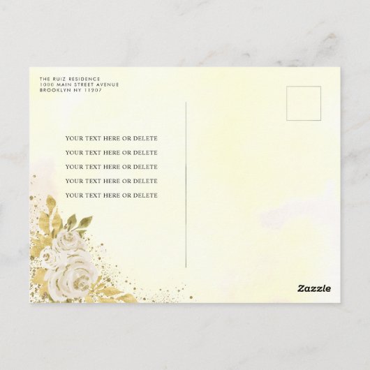 Elegant Bloemen Champagne Gold Tiara Quinceañera Briefkaart (Achterkant)