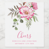 Elegant Bloemen Cheers Bruiloft Wijn Etiket (Enkel label)