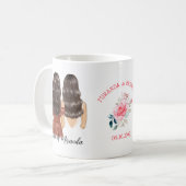 Elegant Bloemen Chic Brunette Bruidsmeisje Voorste Koffiemok (Voorkant links)