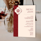 Elegant Bloemen Chinees Bruiloft Rode Tafel Menu K Kaart
