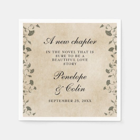 Elegant  Bloemen Chique Bibliotheek Bruiloft Servet (Voorkant)