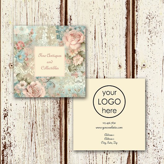 Elegant  Bloemen Custom Antiek Store Vierkante Visitekaartje