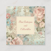 Elegant  Bloemen Custom Antiek Store Vierkante Visitekaartje (Voorkant)