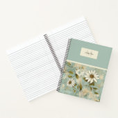 Elegant  Bloemen Daisy Patroon Monogram Notitieboek (Binnen)