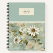Elegant Bloemen Daisy Patroon Monogram Notitieboek (Voorkant)