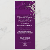 Elegant Bloemen Damast Paarse Bruiloft Menu (Voorkant)