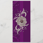 Elegant Bloemen Damast Paarse Bruiloft Menu (Achterkant)