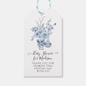 Elegant Bloemen Dank u Blauw Meisje Baby shower Cadeaulabel (Voorkant)