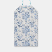 Elegant Bloemen Dank u Blauw Meisje Baby shower Cadeaulabel (Achterkant)