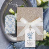 Elegant Bloemen Dank u Blauw Wit Vrijgezellenfeest Cadeaulabel