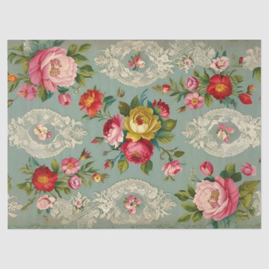 Elegant Bloemen Decoupage Tissue Papier (Voorkant)